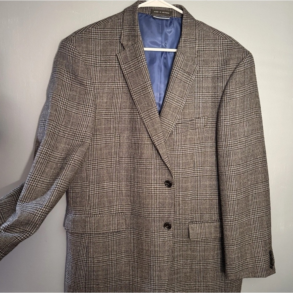 Tommy Hilfiger Men’s Blazer/Sport Coat Gray Glen Plaid Check Size 42 Classic Fit